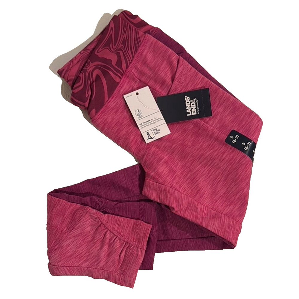 Lands' End Girls Active Leggings - Pink - S(6-7)